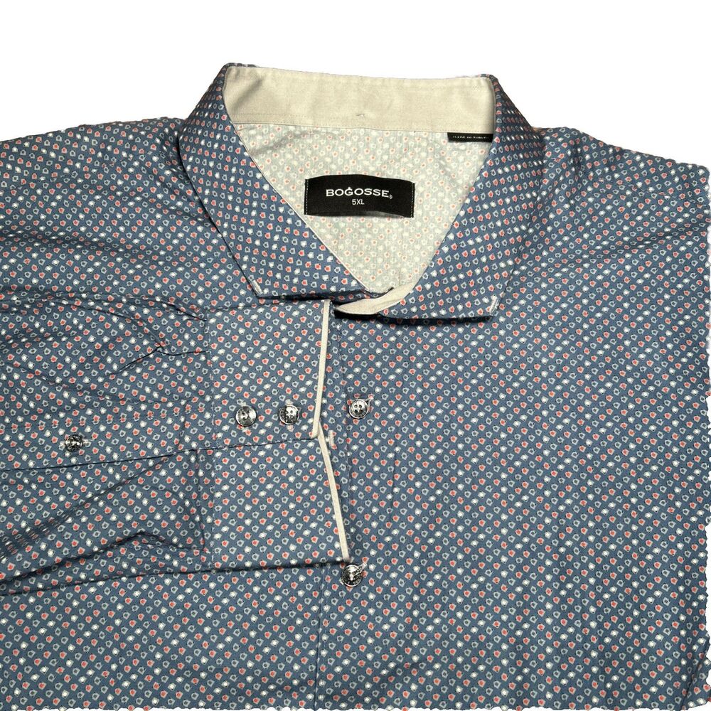 Bogosse Men’s 5XL Polka Dot Long Sleeve Button Down‎ Shirt NWOTS